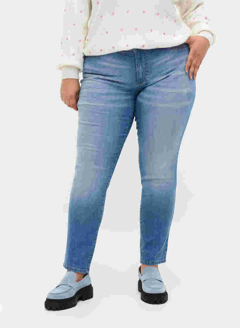 Emily jeans with slim fit and normal waist, Blue denim, Model image number 2