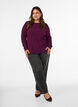Textured blouse with wavy edges, Purple, Model image number 1
