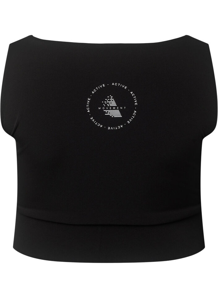 Sports bra with square neckline, Black, Packshot image number 1