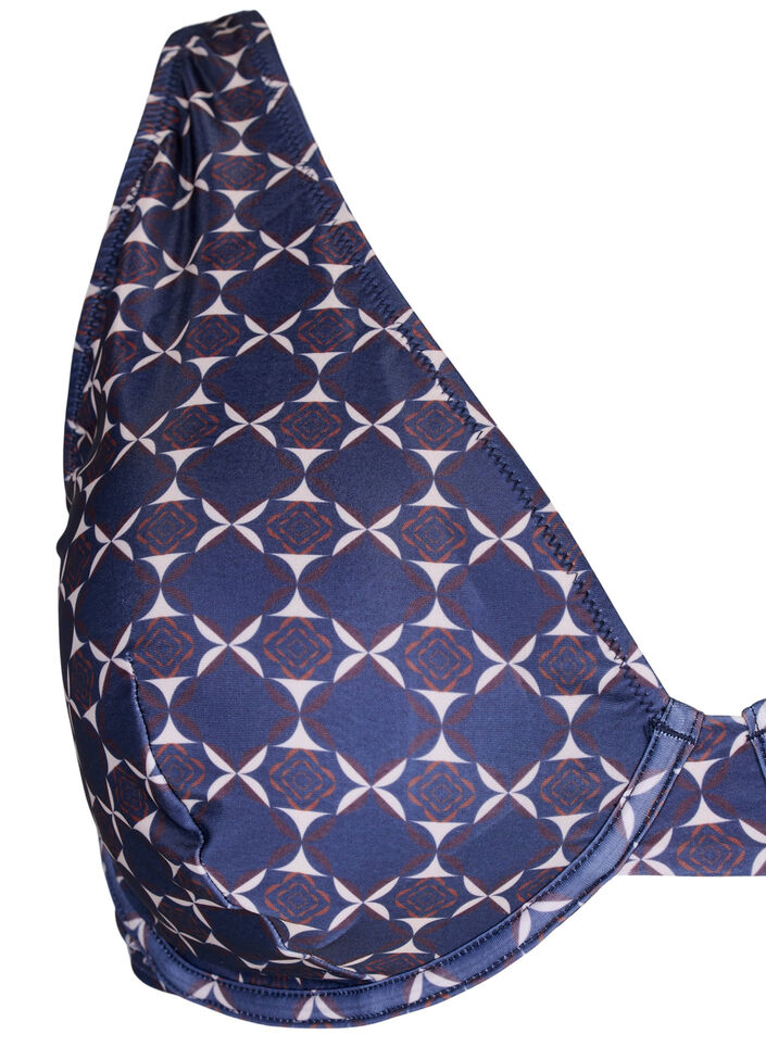 Printed bikini top with underwire, Blue, Packshot image number 2