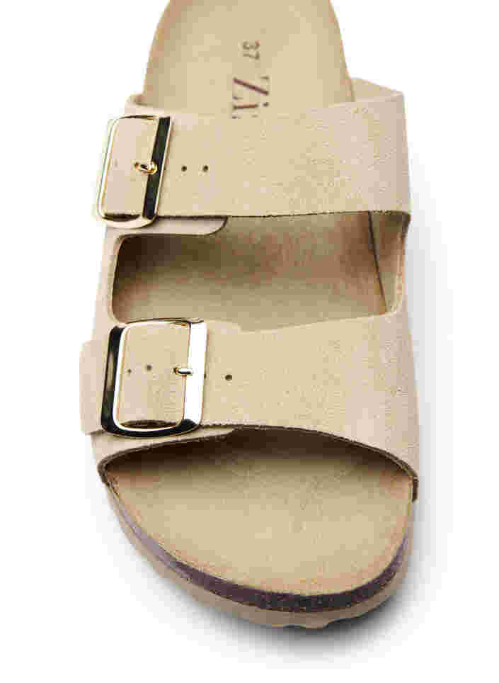Wide-fit suede sandals, Almond, Packshot image number 2