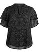 Chiffon blouse with polka dots and ruffle sleeves, Black, Packshot image number 0