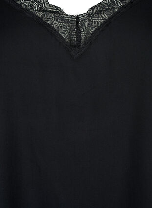 Top with lace in viscose, Black, Packshot image number 2