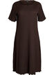 Textured midi dress with short sleeves, Brown, Packshot image number 0