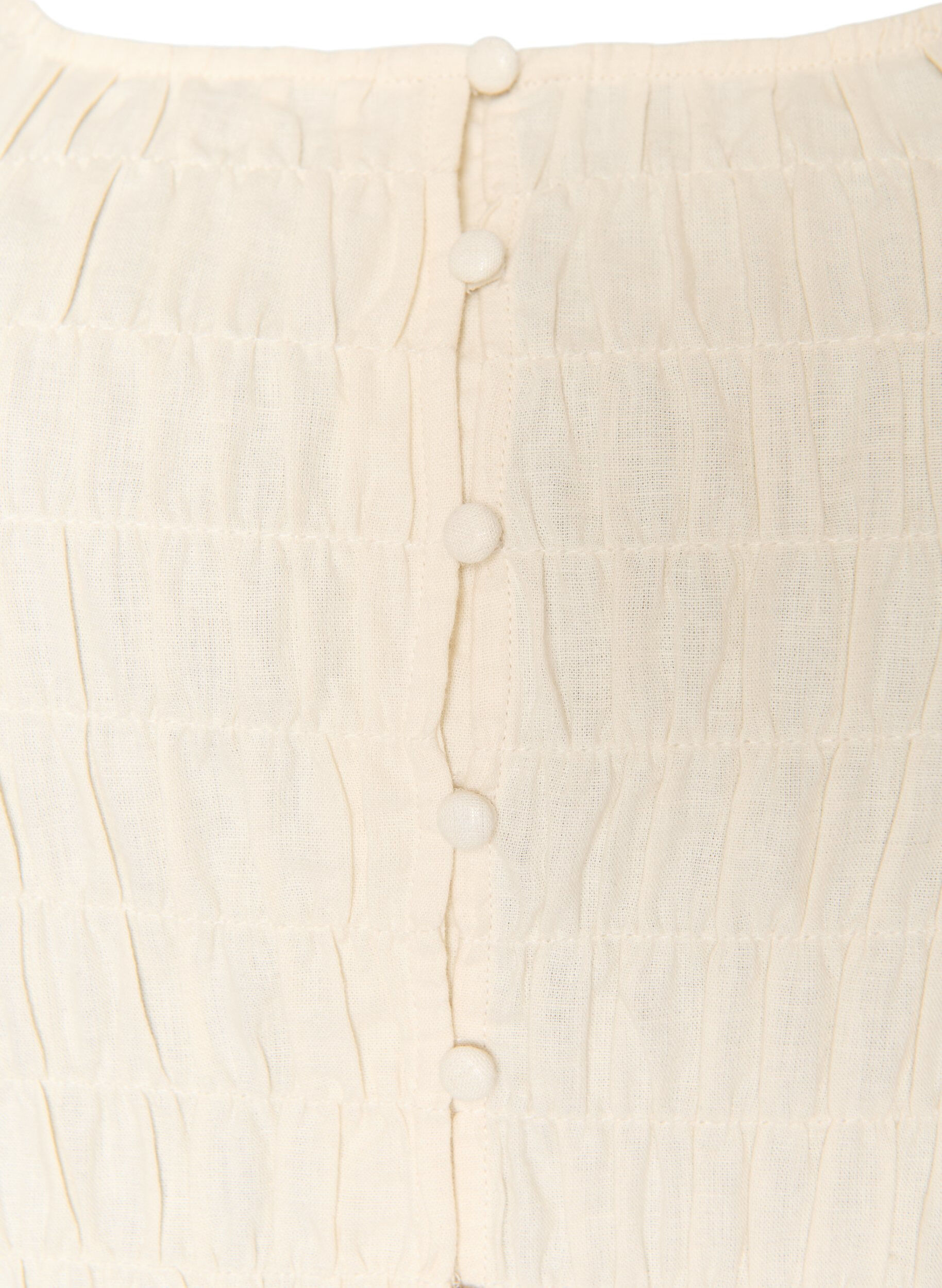 ZizzifashionSleeveless cotton and linen top with smock, Vanilla, Packshot image number 2