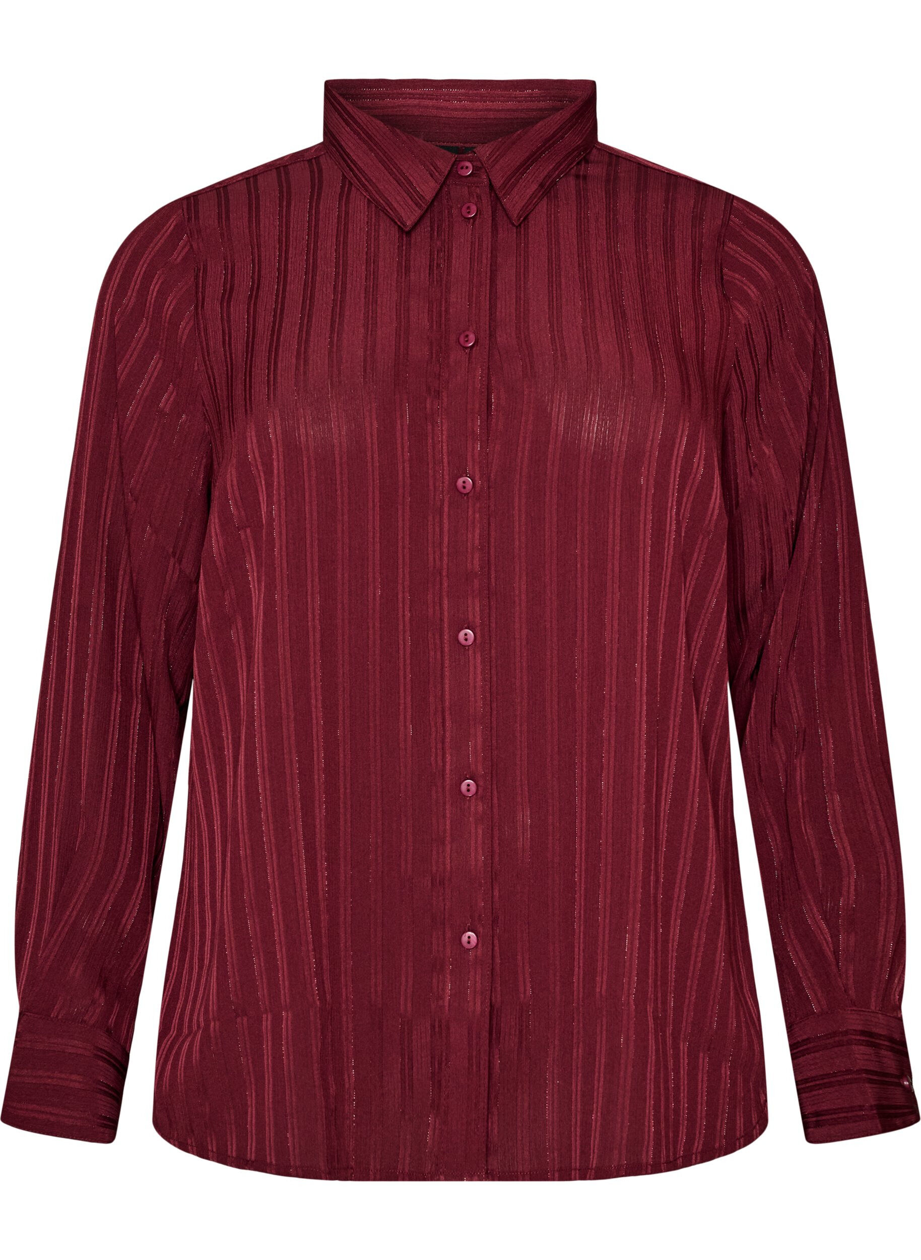 Shirt with textured stripes and glitter threads