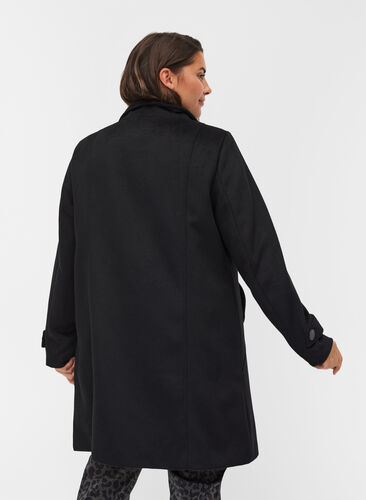 Jacket with high collar and wool, Black, Model image number 1