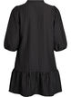 Short A-line dress with pinstripes and a ruffle hem, Black, Packshot image number 1