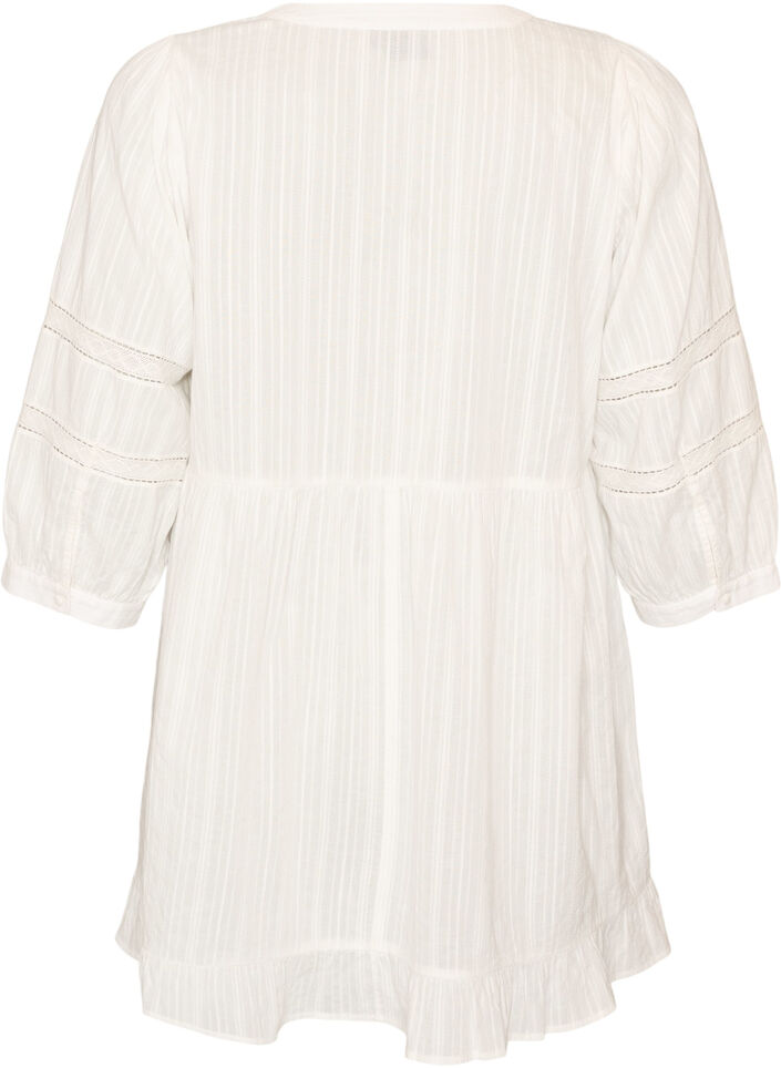 Tunic with eyelet embroidery details and 3/4 sleeves, Vanilla, Packshot image number 1