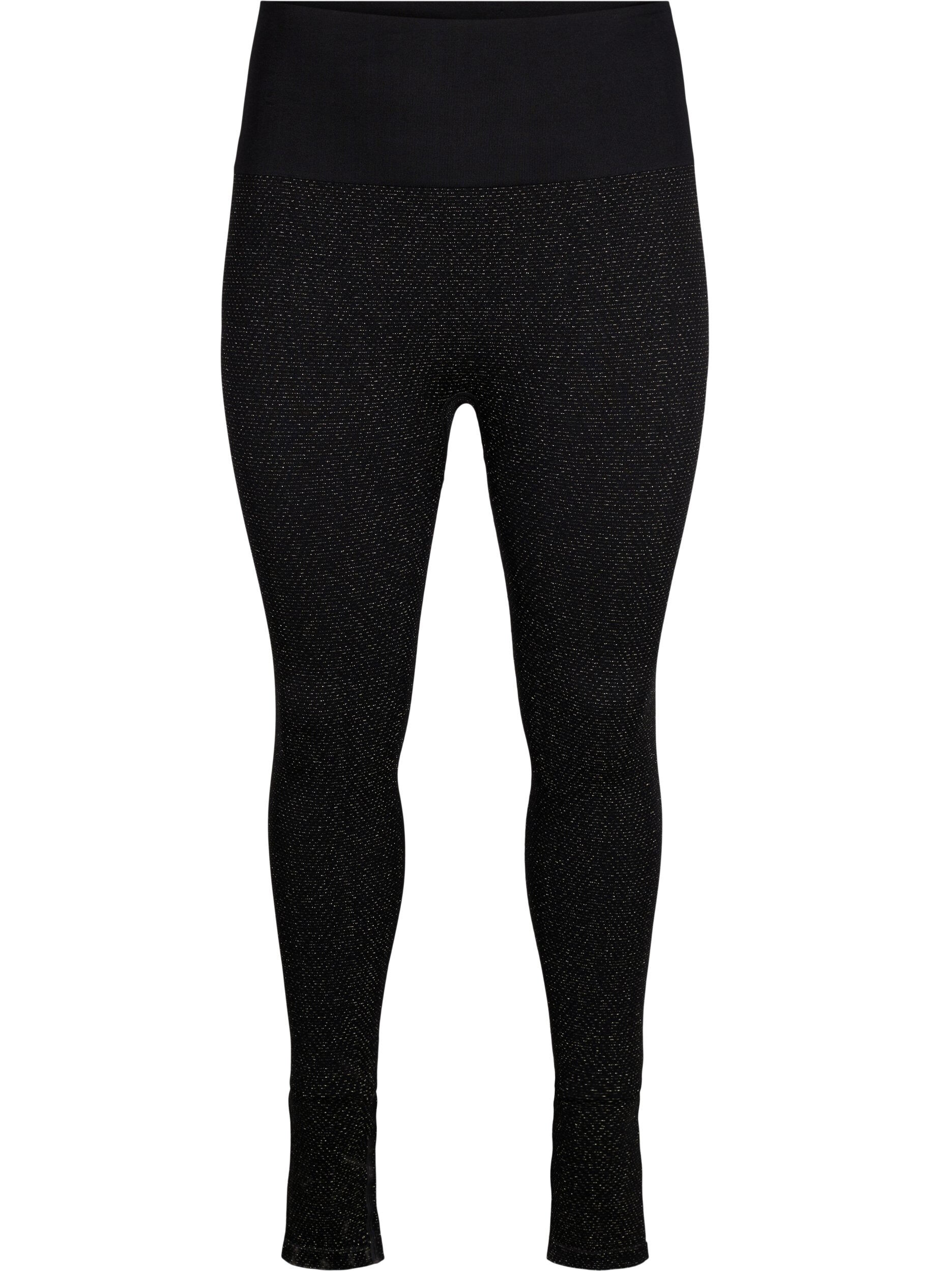 Seamless leggings with silver-colored pattern - Black - Sz. 42-60 