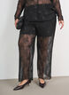 Mesh trousers with floral embroidery and sequins, Black, Model image number 3