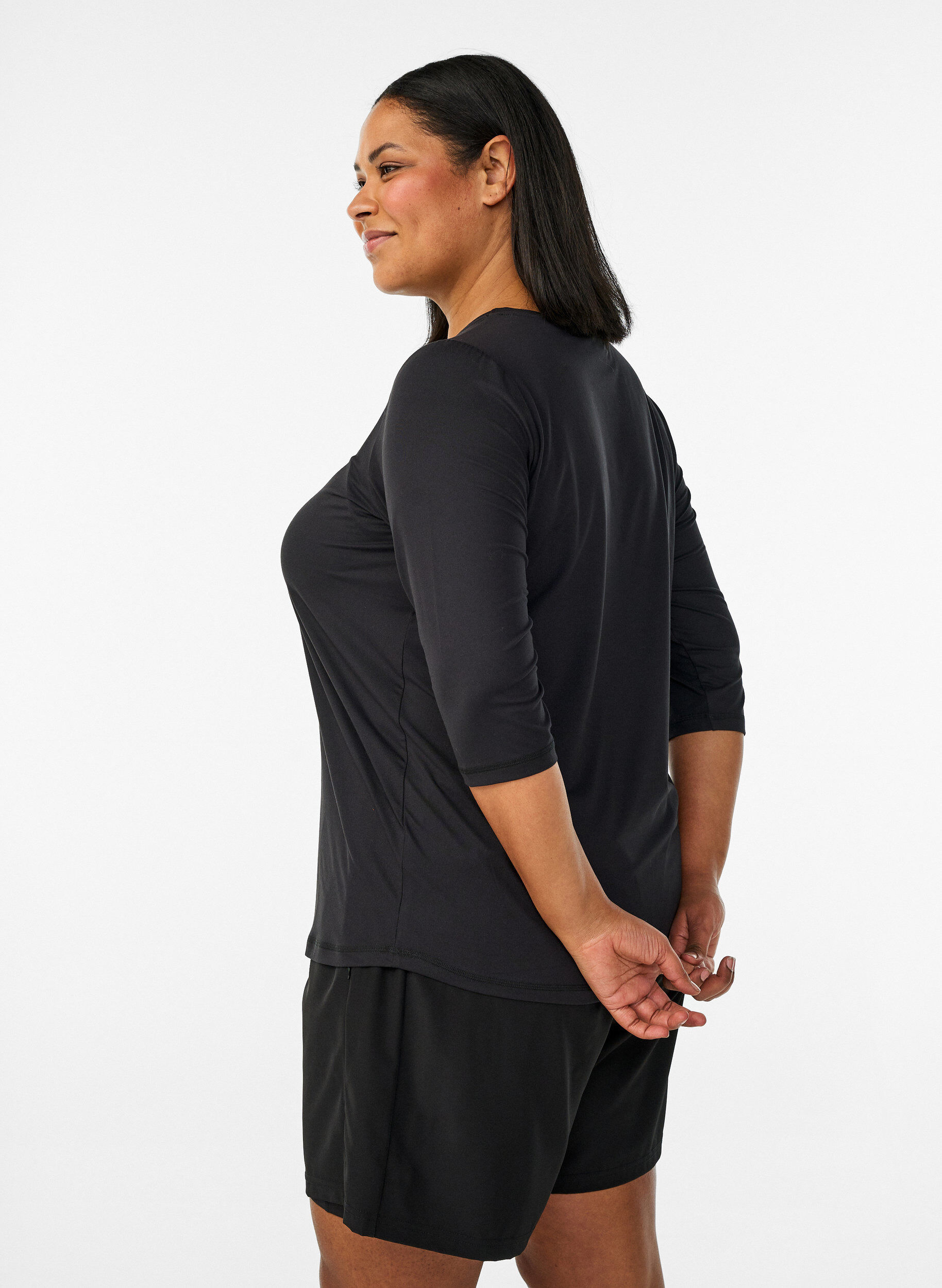 ZizzifashionSports top with 3/4 sleeves, Black, Model image number 2