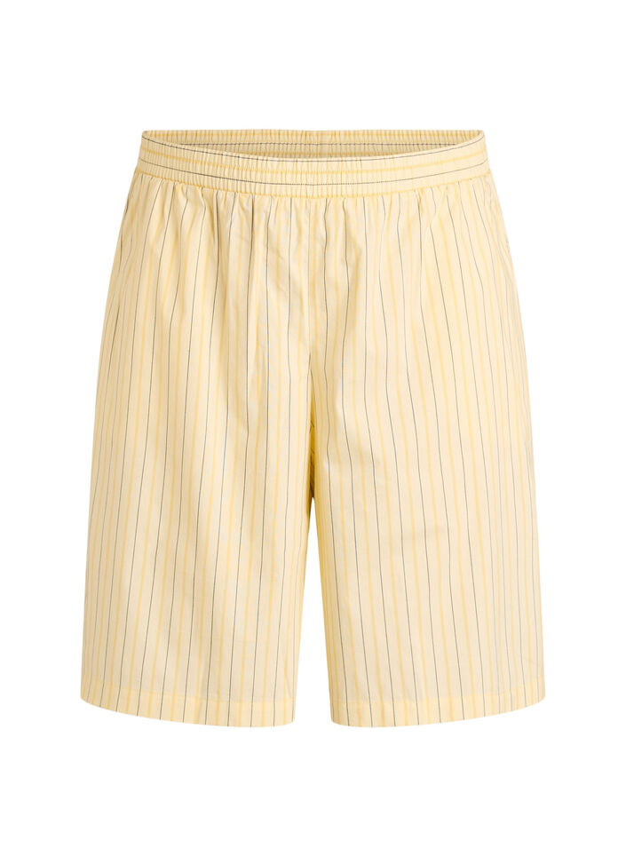 Striped high-waisted shorts with a loose fit, Yellow, Packshot