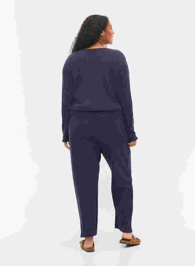 Pyjama trousers in cotton with pattern, Navy Blazer, Model image number 1