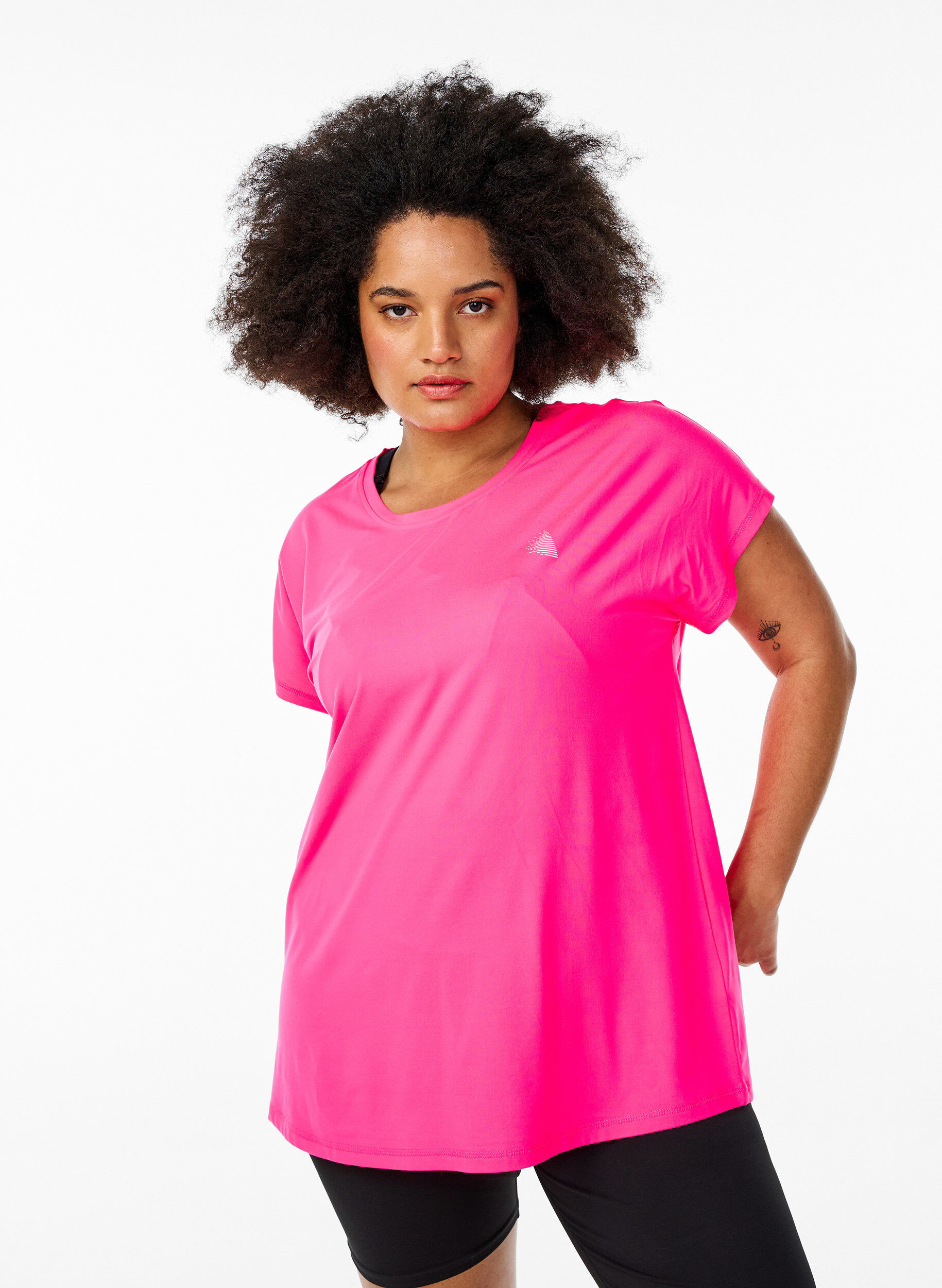 Solid-coloured training T-shirt, Pink, Model