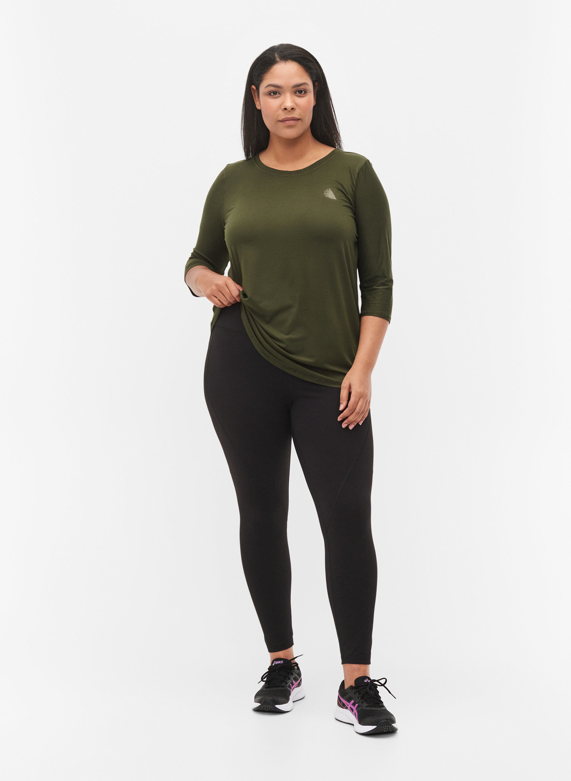 Zizzifashion Workout top with 3/4 sleeves, Green, Model image number 1