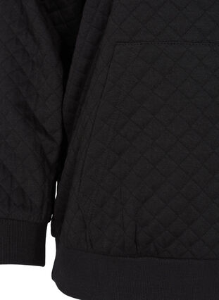 Zipped hoodie with quilted pattern, Black, Packshot image number 3