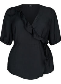 Wrap blouse in viscose with 1/2 sleeves