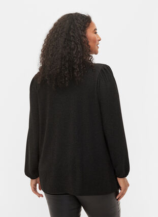 Top with glitter and long sleeves, Black Black, Model image number 1
