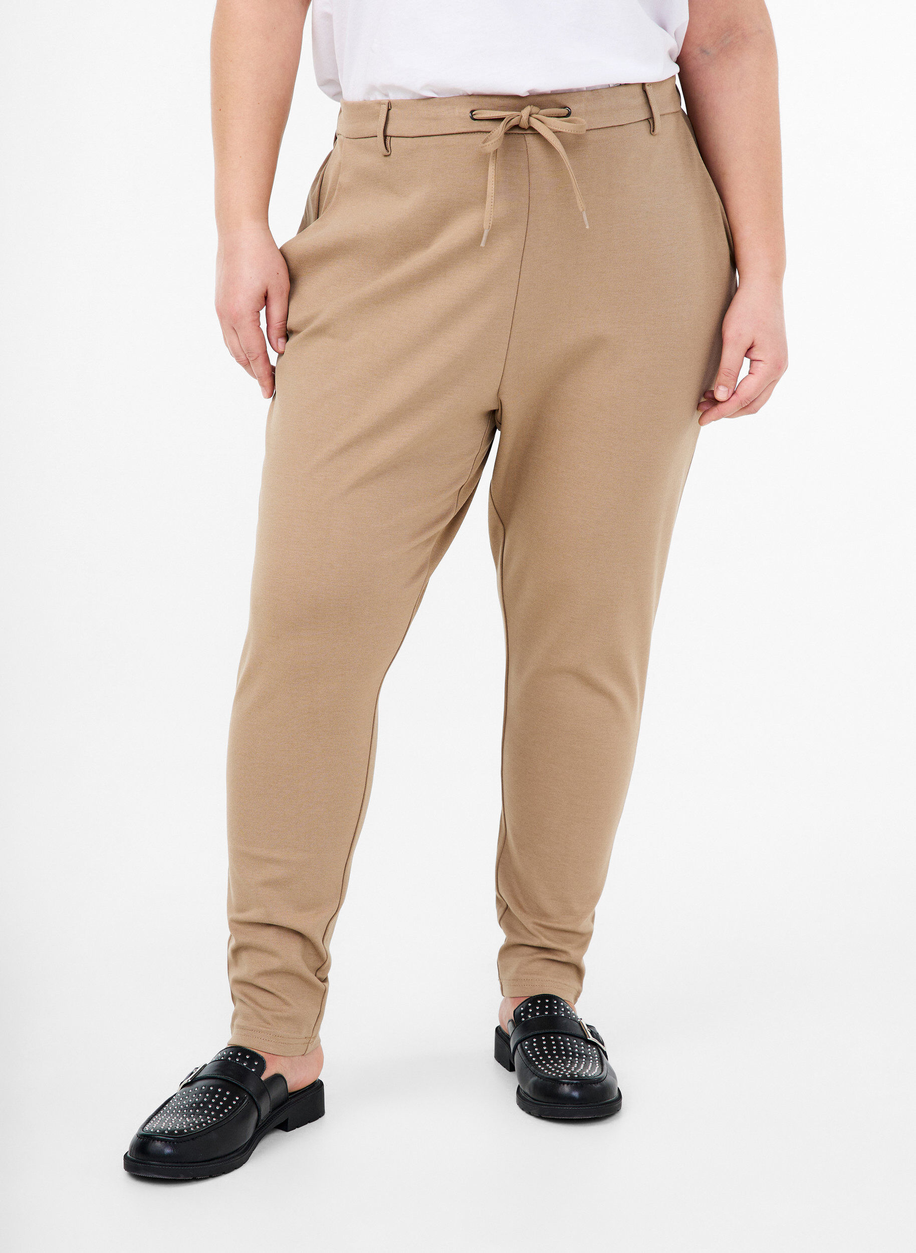 Zizzifashion Cropped Maddison trousers, Beige, Model image number 2