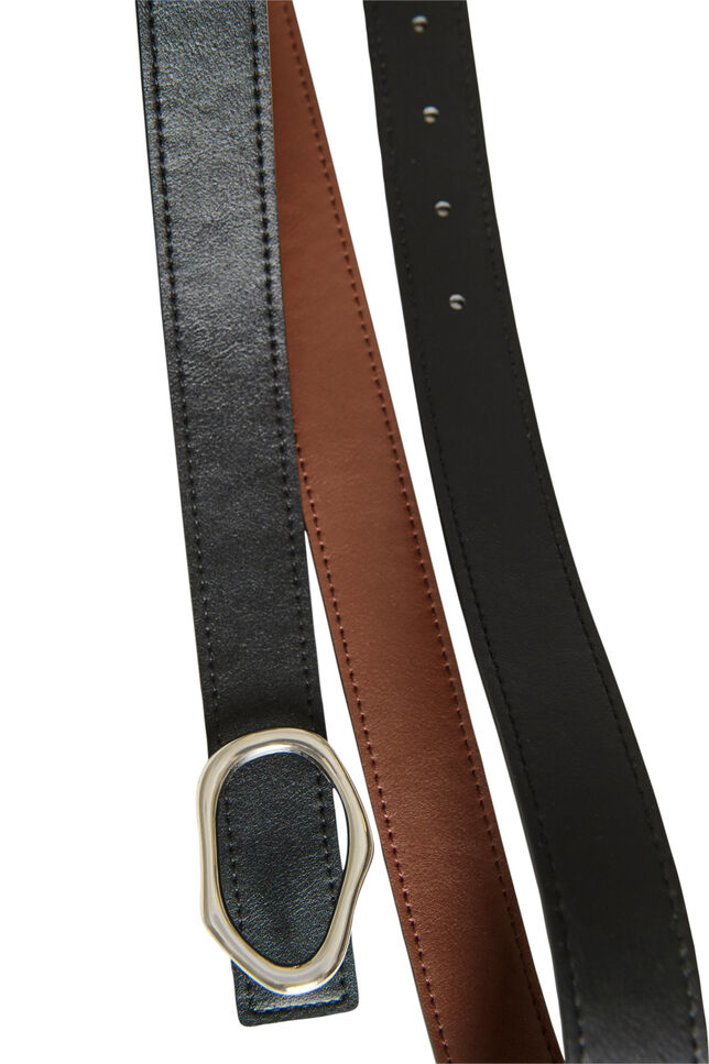 Reversible belt with interchangeable buckles, Black, Packshot image number 3