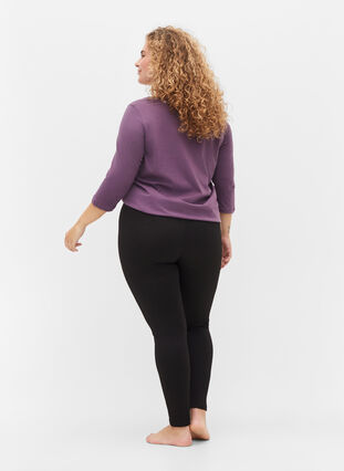 Leggings with stretch and ribbed structure, Black, Model image number 0