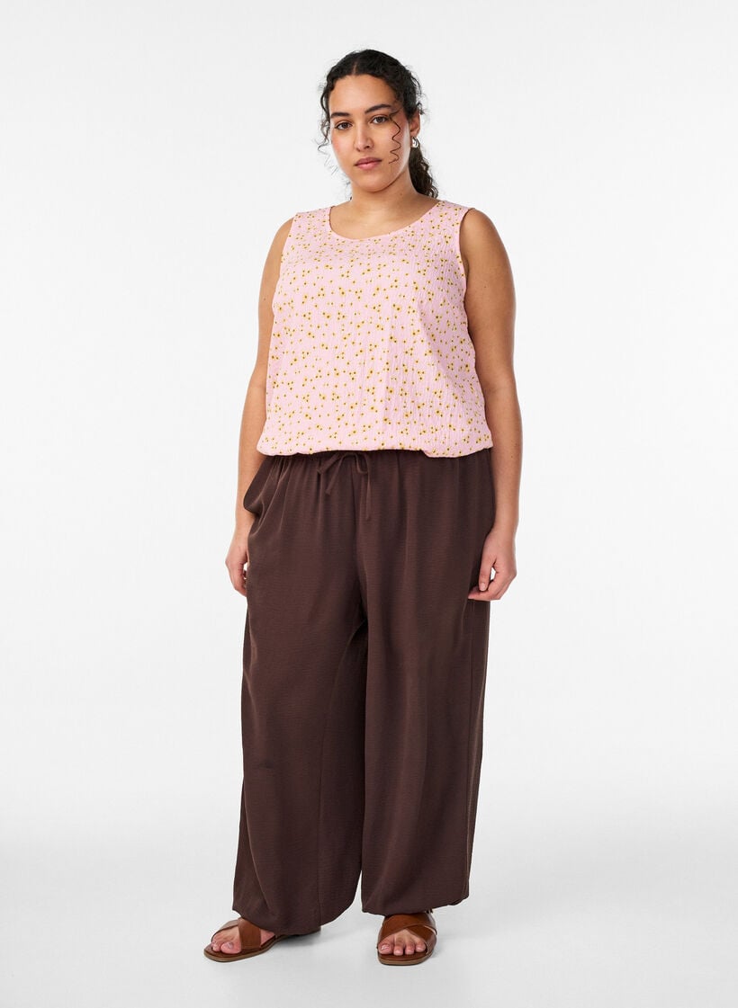 High-waisted balloon trousers, Brown, Model image number 0