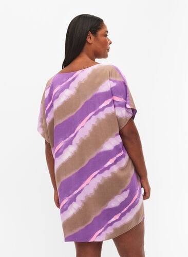 Printed beach dress in viscose, Fantom Print, Model image number 1