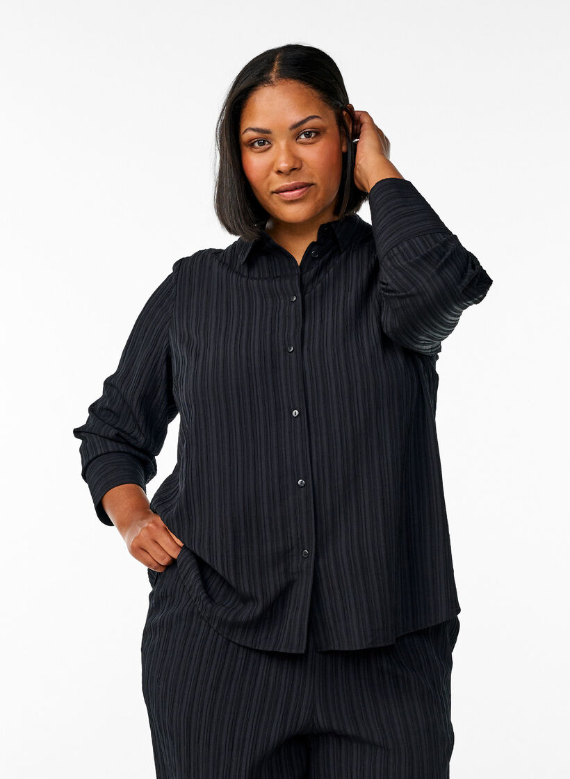 FLASH - Shirt with texture, Black, Model image number 0