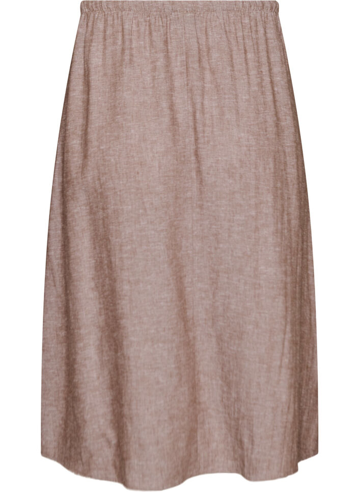 A-line midi skirt in linen and viscose, Brown, Packshot