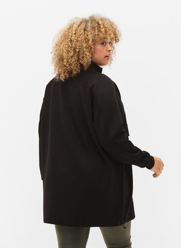 Long sweatshirt with pocket and zipper, Black, Model image number 1