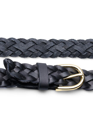 Braided leather belt, Black, Packshot image number 2