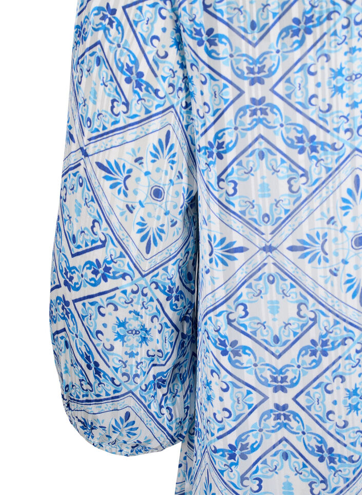 Printed dress with v-neck and 3/4 sleeves, Birch Graphic AOP, Packshot image number 3