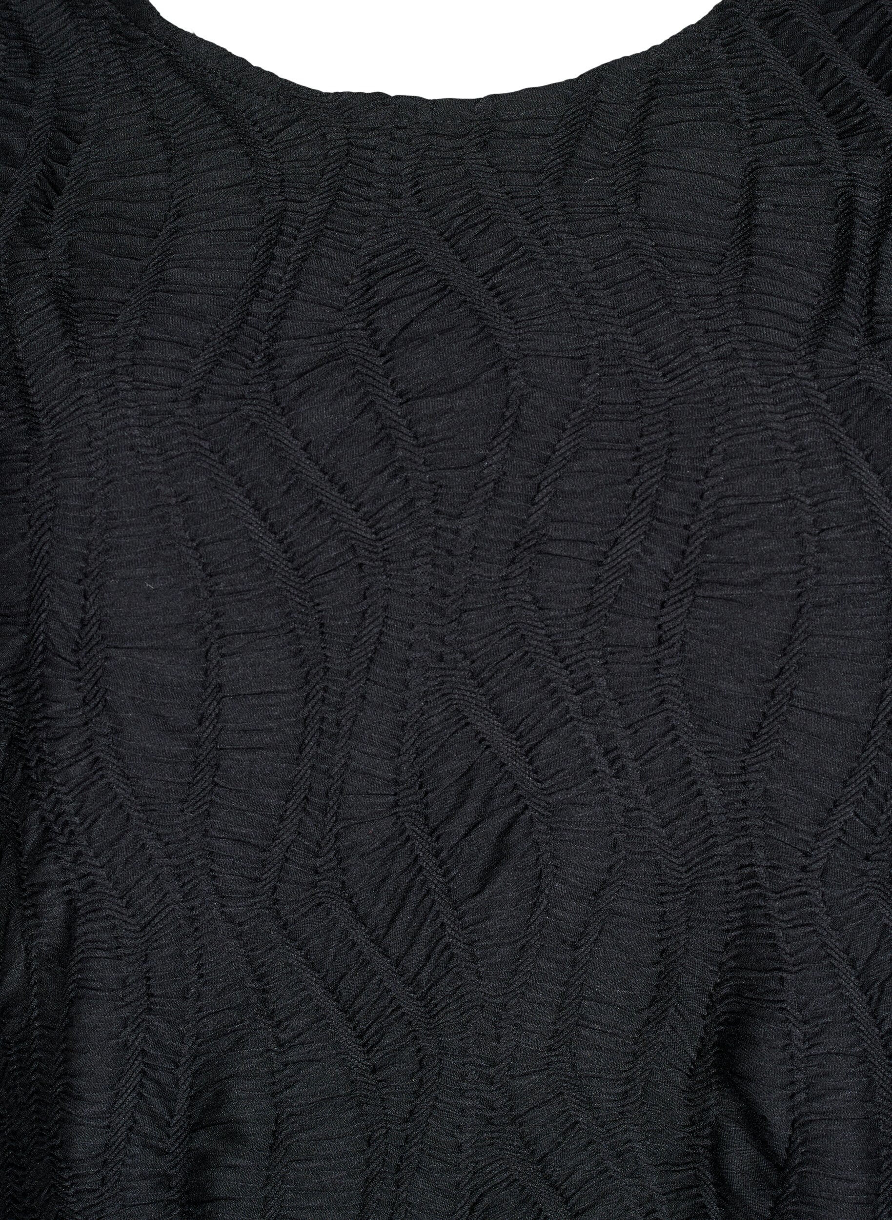 ZizzifashionBlouse with texture and 3/4 sleeves, Black, Packshot image number 2