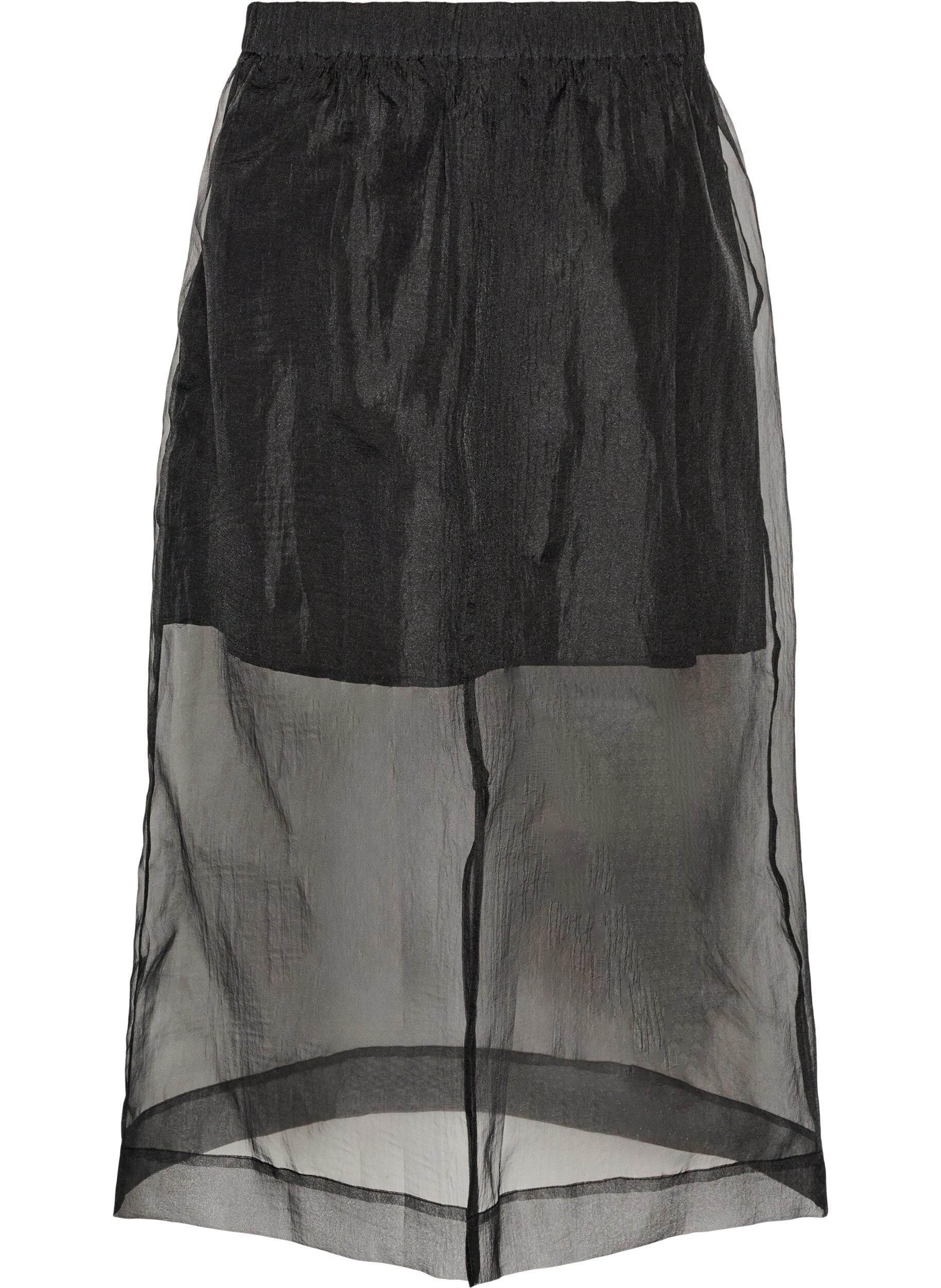 ZizzifashionLong organza-look skirt, Black, Packshot image number 1