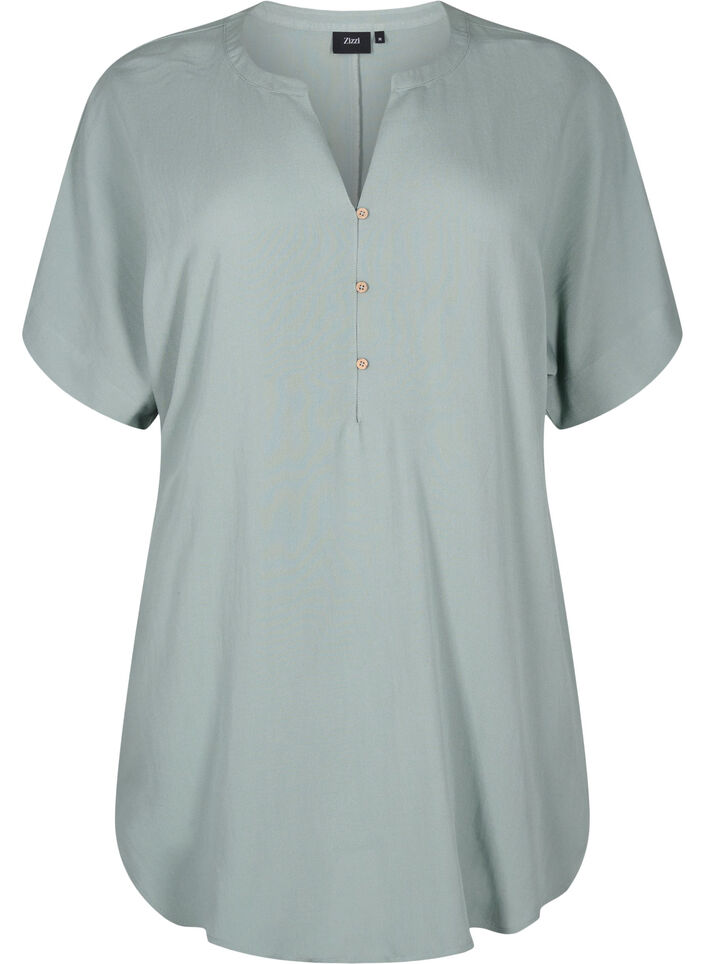 Short sleeve viscose tunic, Chinois Green, Packshot image number 0