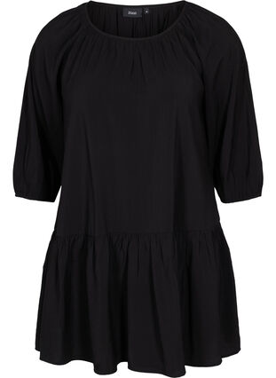 A shape Tunic dress with 3/4 sleeves, Black, Packshot image number 0