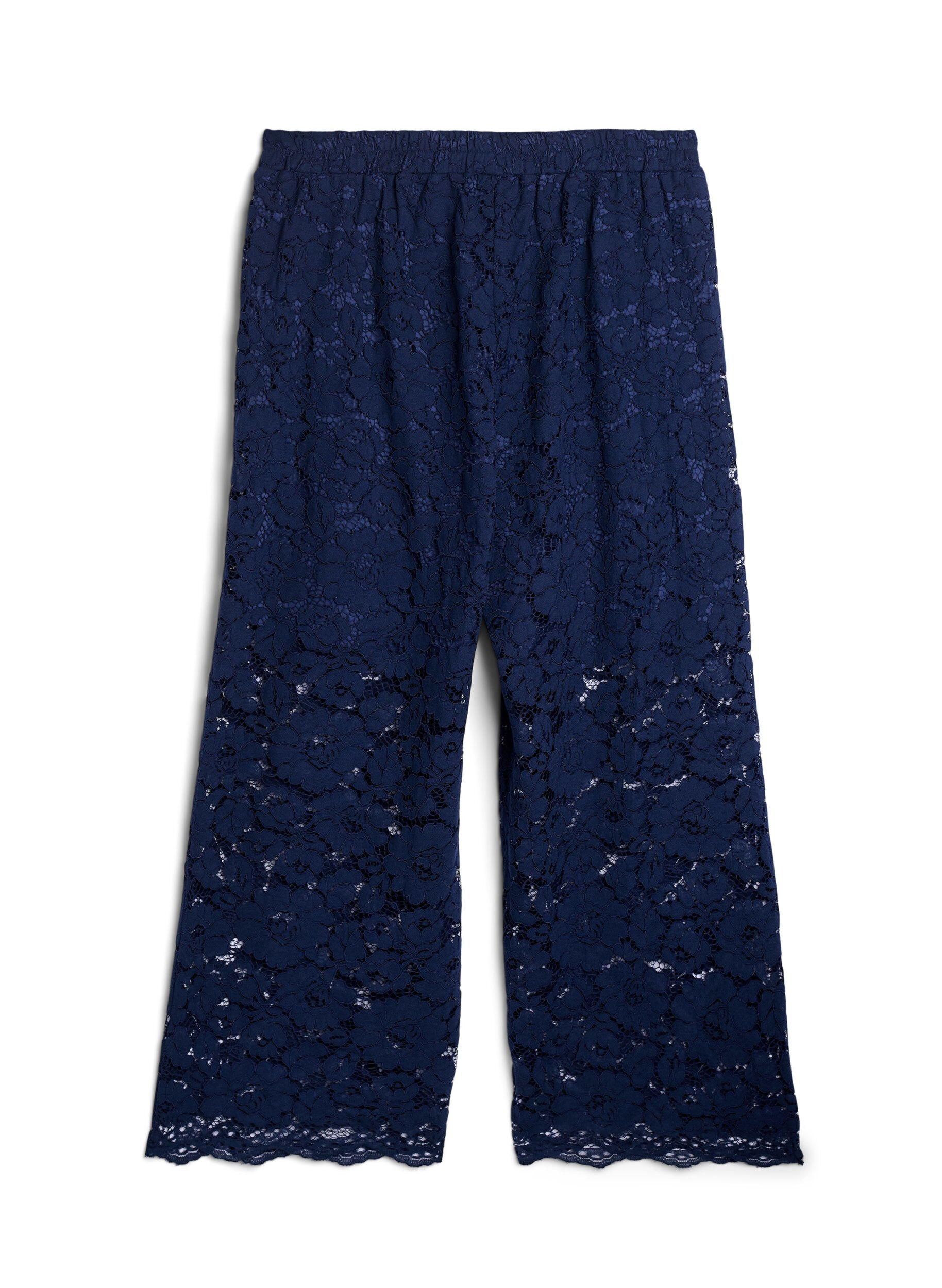Zizzifashion Lace trousers with a high waist and pockets, Blue, Packshot image number 1