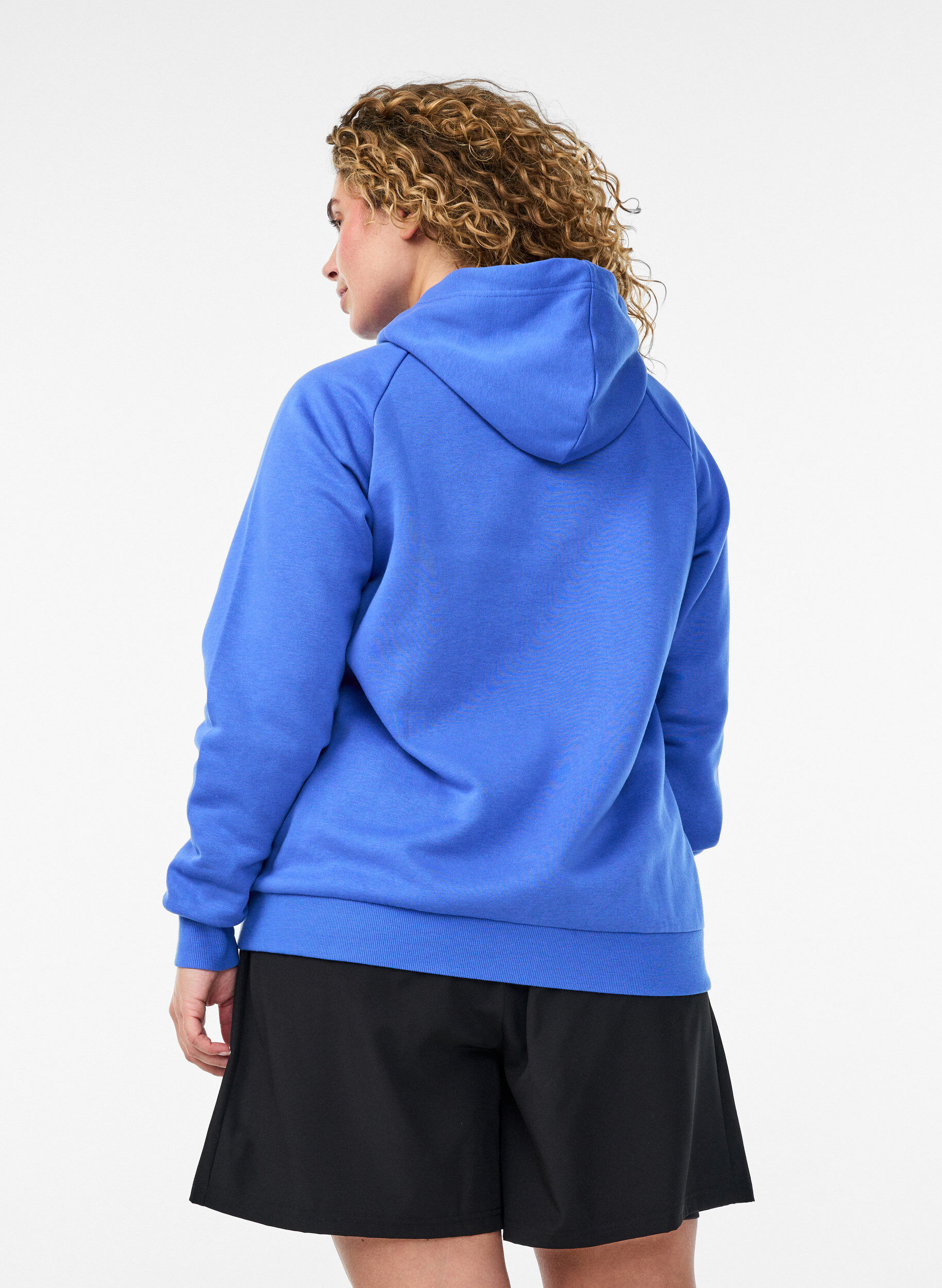 ZizzifashionHoodie with embroidered front motif, Blue, Model image number 2