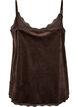Velour top with lace trim, Brown, Packshot image number 1