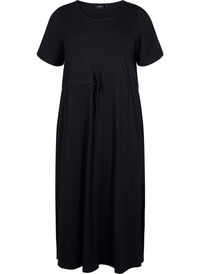 Midi dress in cotton with short sleeves