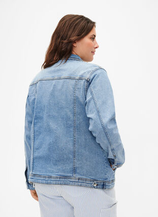 Short cotton denim jacket, Light blue denim, Model image number 1
