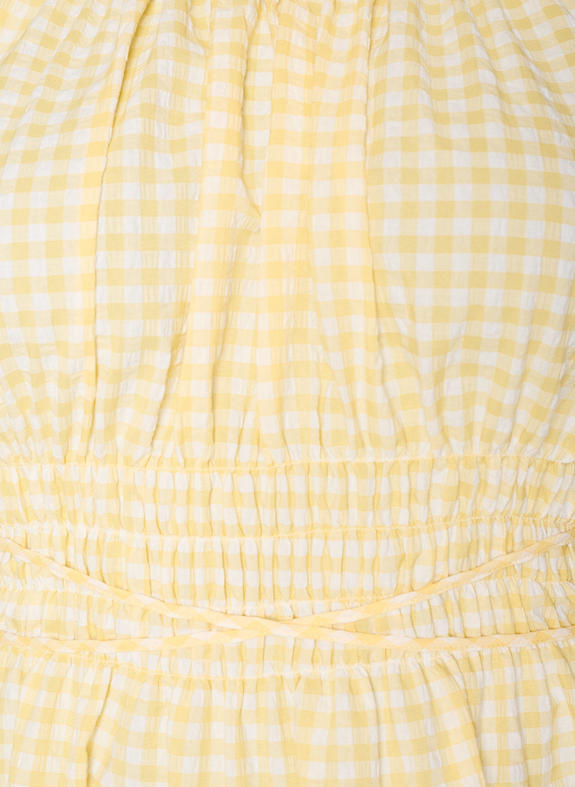 ZizzifashionShort small check dress with balloon sleeves, Yellow, Packshot image number 2