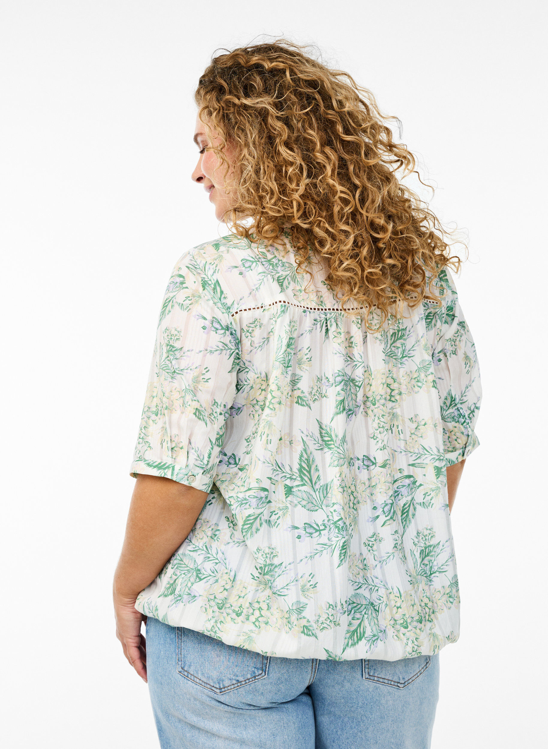 ZizzifashionBlouse with print and 1/2 sleeves, White, Model image number 2