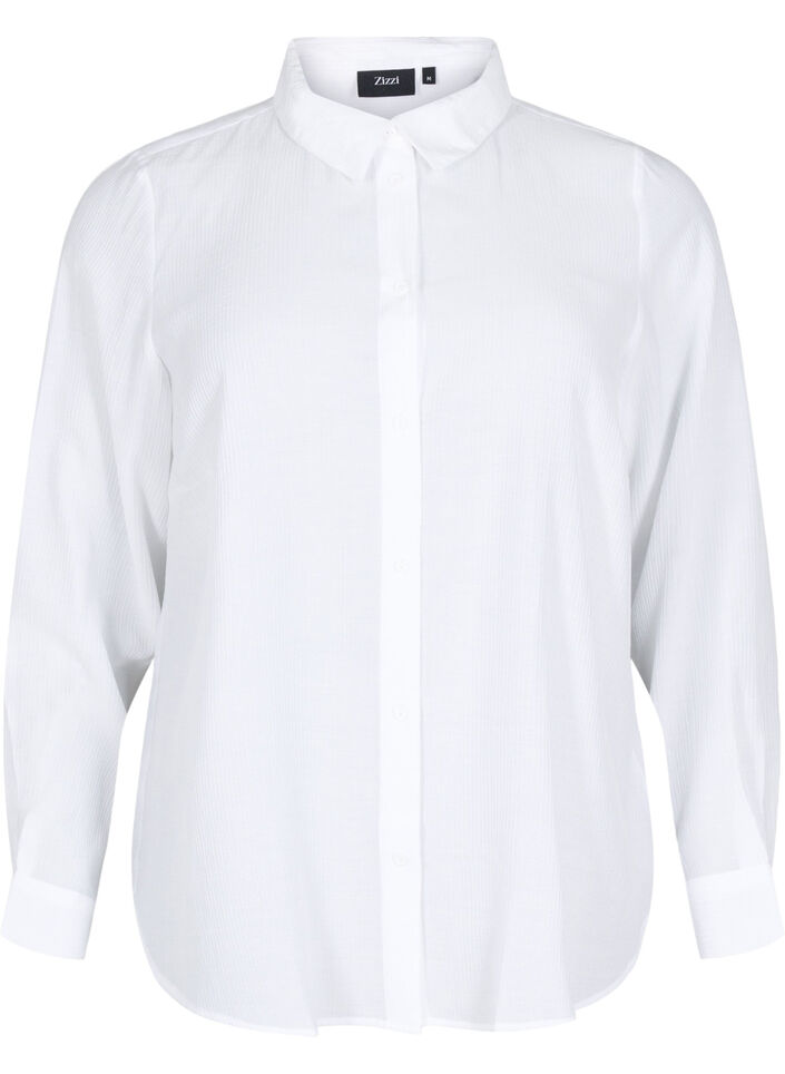 Shirt with a striped texture, White, Packshot image number 0