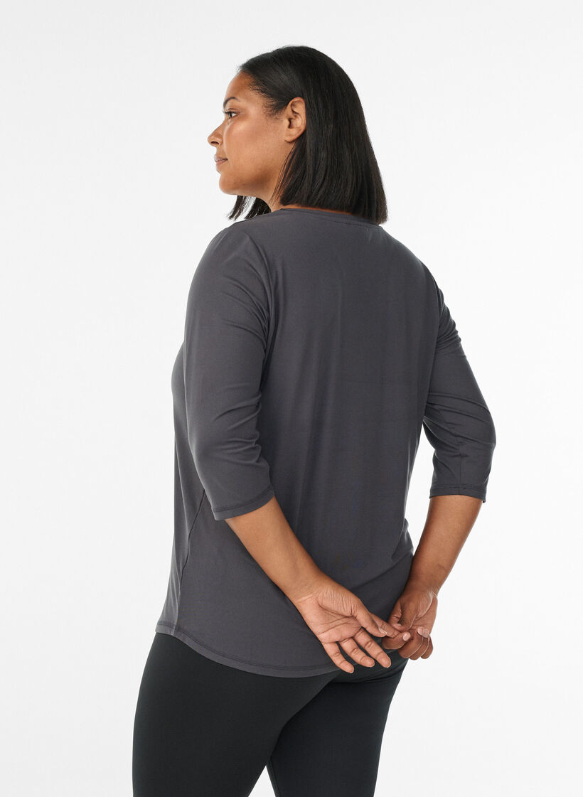 Workout top with 3/4 sleeves, Dark Grey, Model image number 2