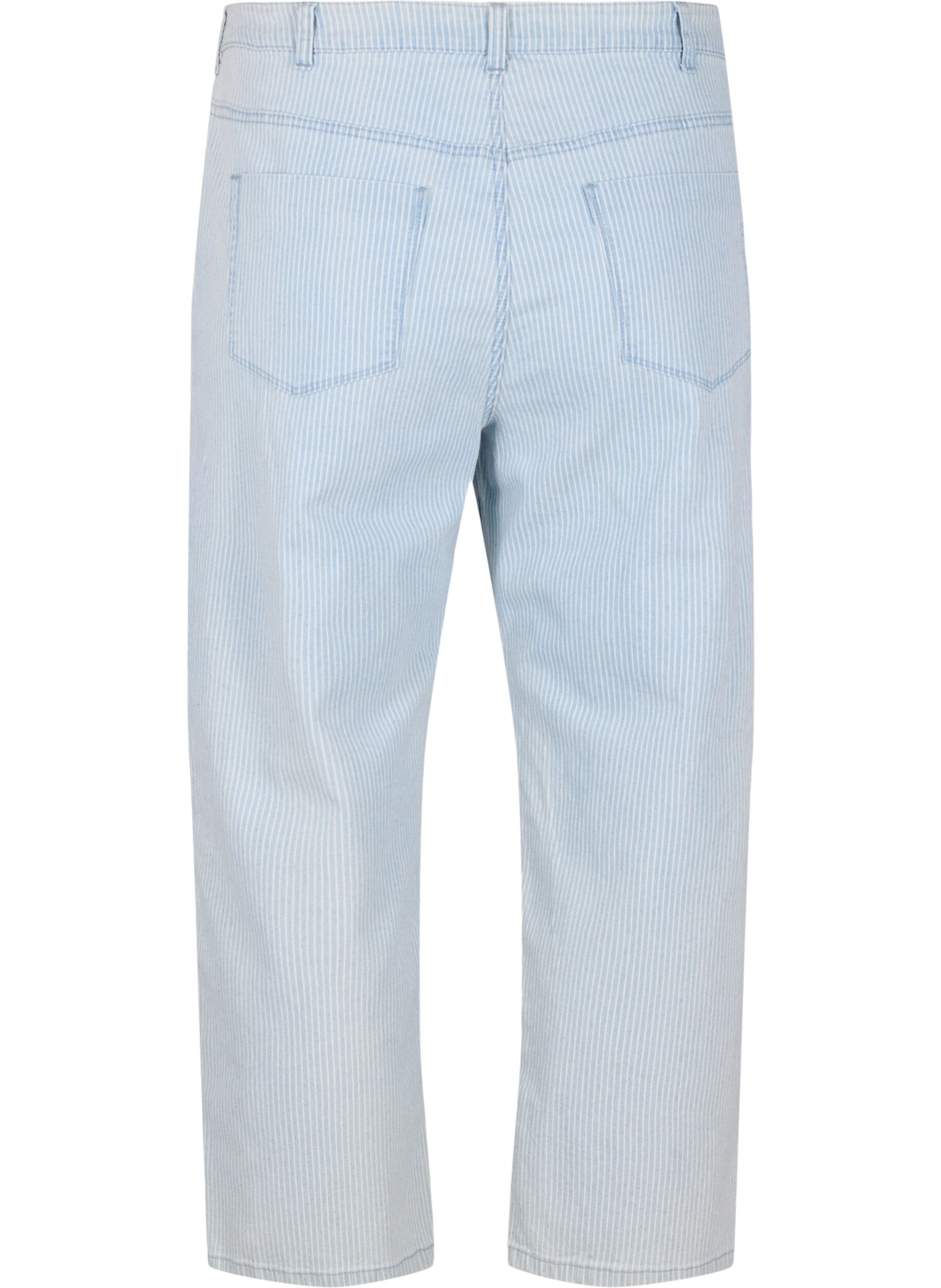 Zizzifashion Straight, ankle length jeans with stripes, Light Blue Stripe, Packshot image number 1