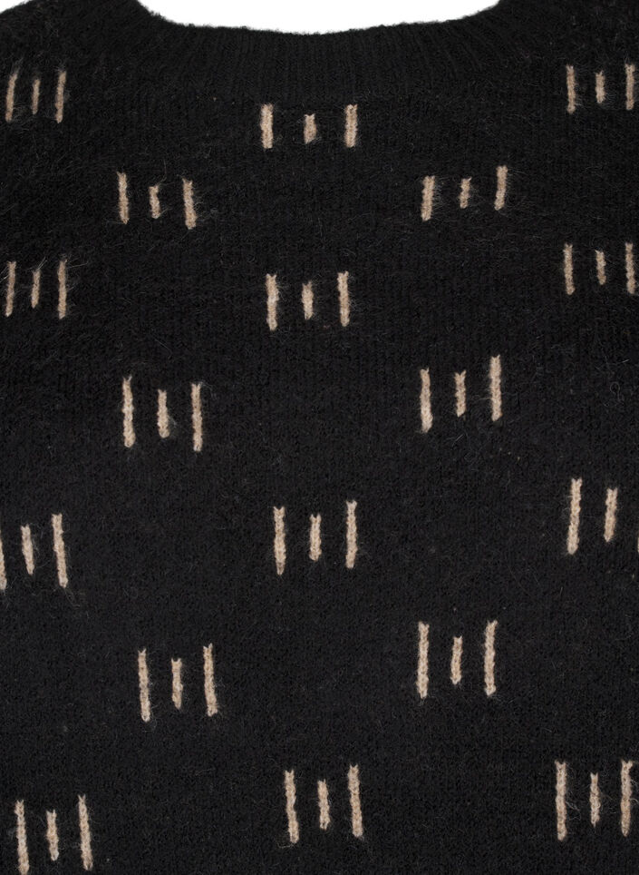 Patterned pullover, Black Mel. Nomad, Packshot image number 2