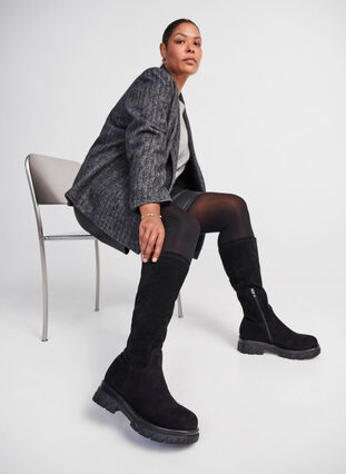 Wide fit - Tall boot with stretch - Black - Zizzifashion Wide fit - Tall boot with stretch - Black - Zizzifashion