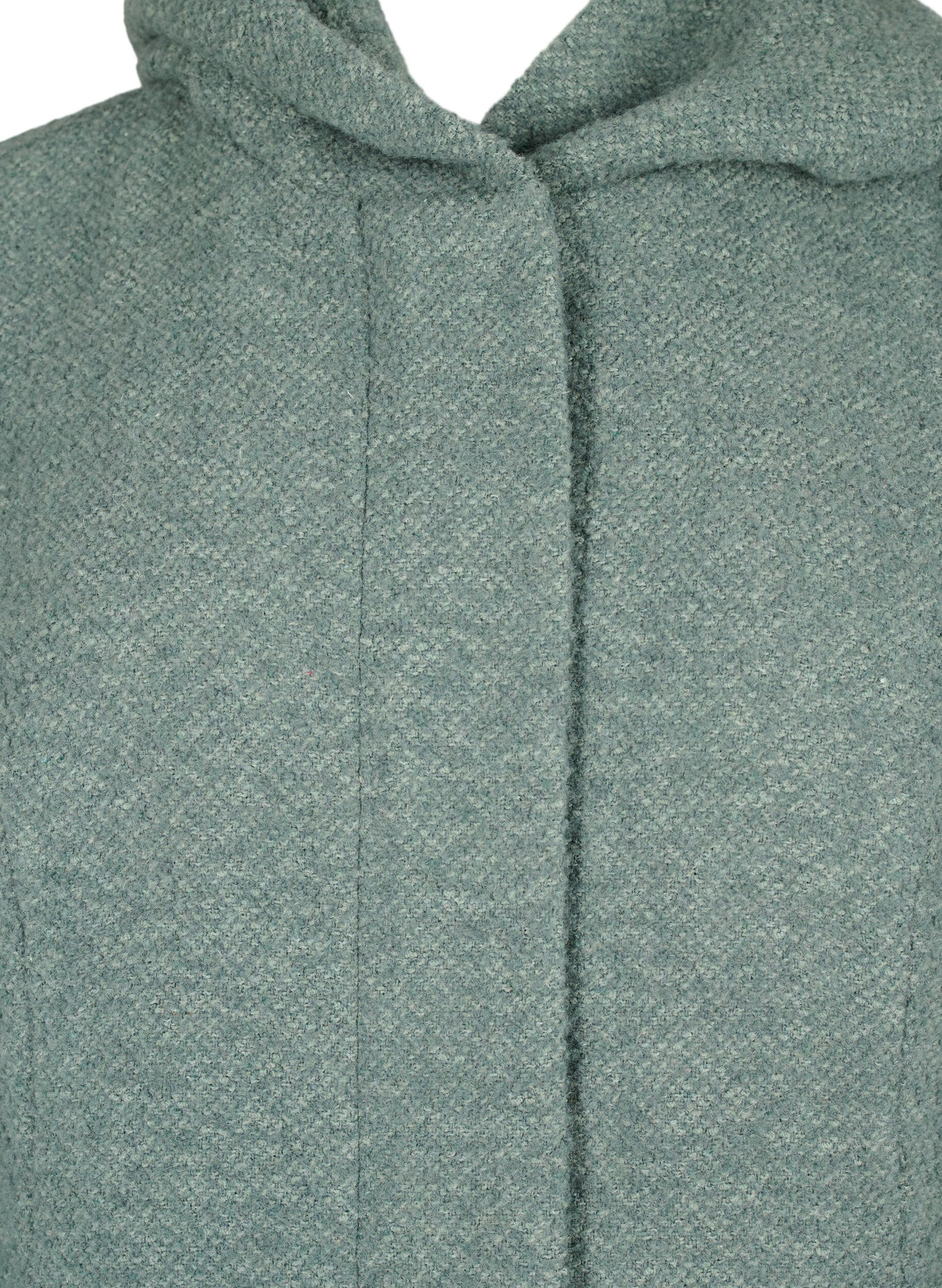 Zizzifashion Boucl&eacute; coat with wool, Balsam Green Mel., Packshot image number 2